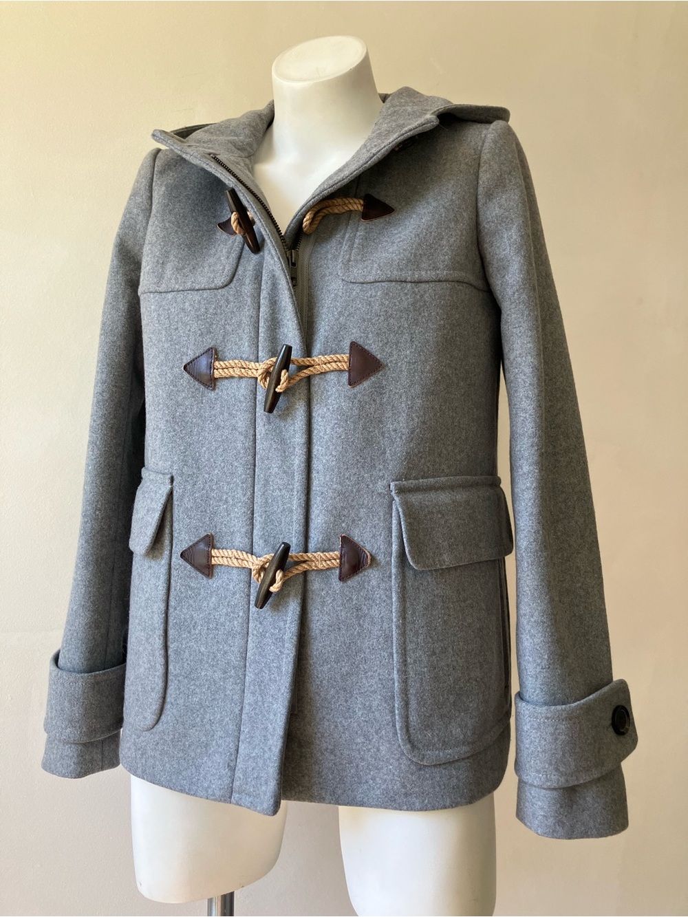J. Crew | Wool Melton Classic Duffle Toggle Hooded Peacoat Jacket